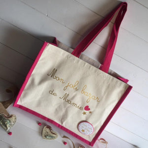 Sac en jute et coton Fuchsia