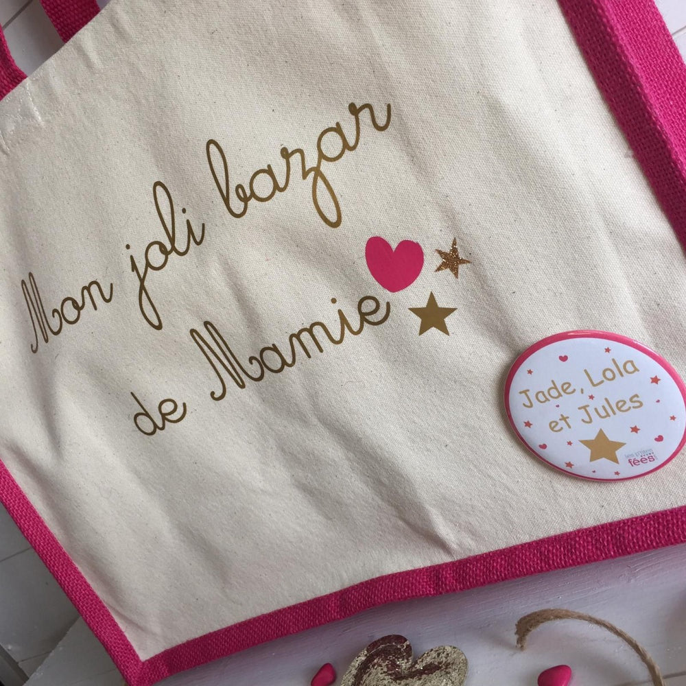 Sac en jute et coton Fuchsia