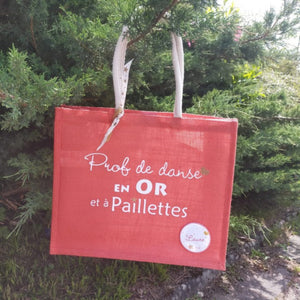 Sac en jute personnalisable " En or et à paillette"